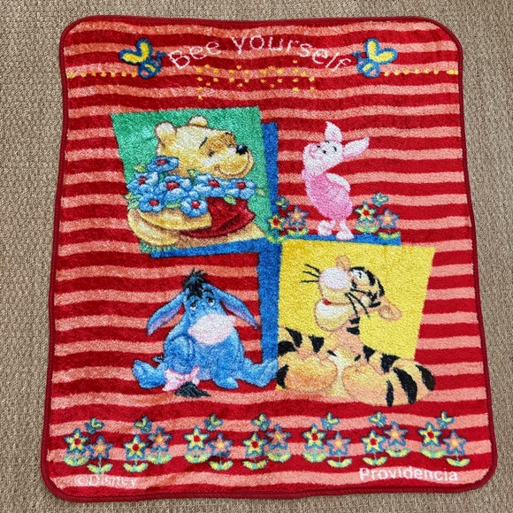 Vintage Disney Winnie the Pooh Plush Blanket Fleece Throw 50